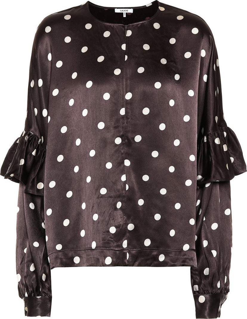 Ganni Polka-dot satin blouse