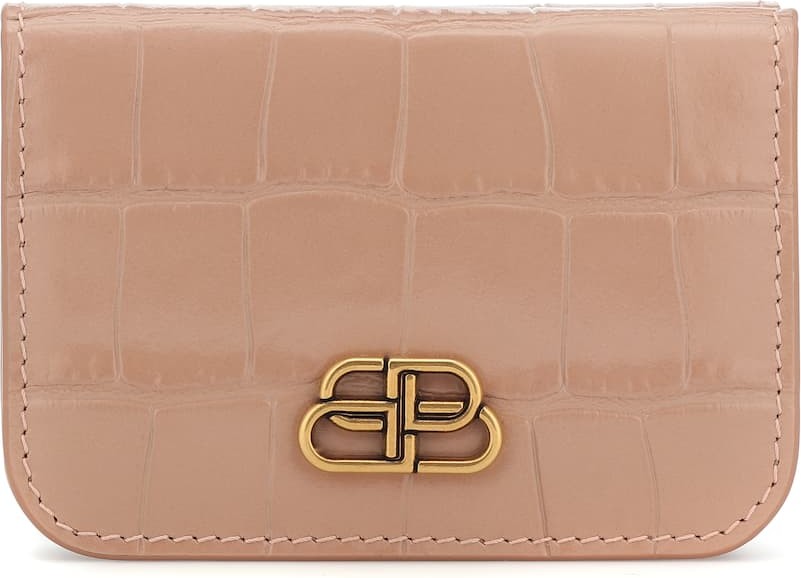 Balenciaga BB Mini croc-effect leather wallet