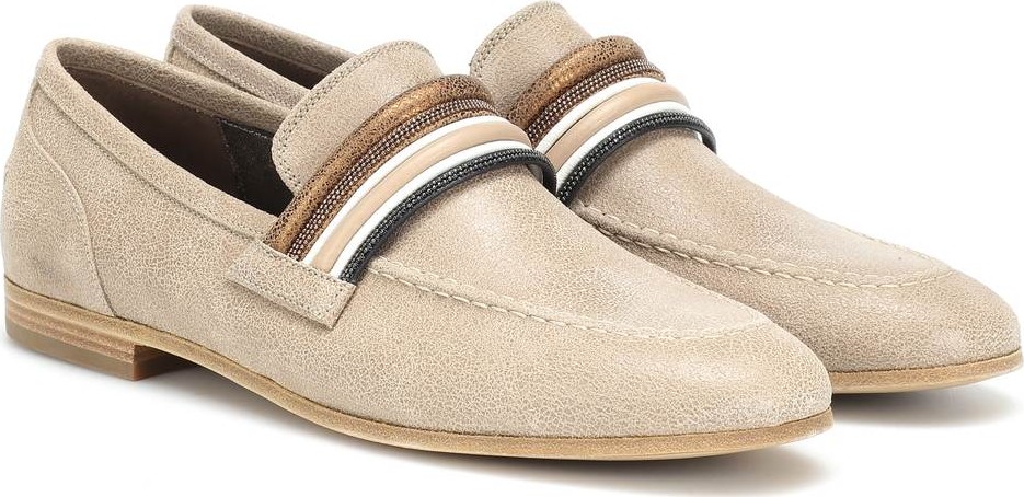 Brunello Cucinelli Embellished leather loafers