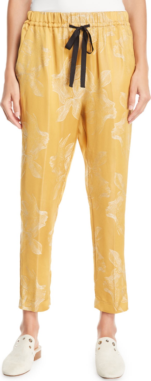 Forte Forte Sirena Floral Jacquard Crepe Jogger Pants
