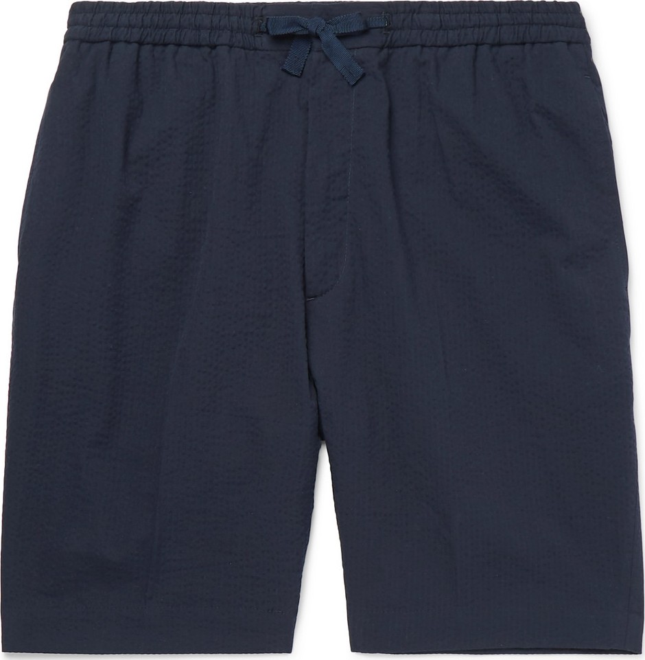 Officine Générale Cotton-Seersucker Drawstring Shorts