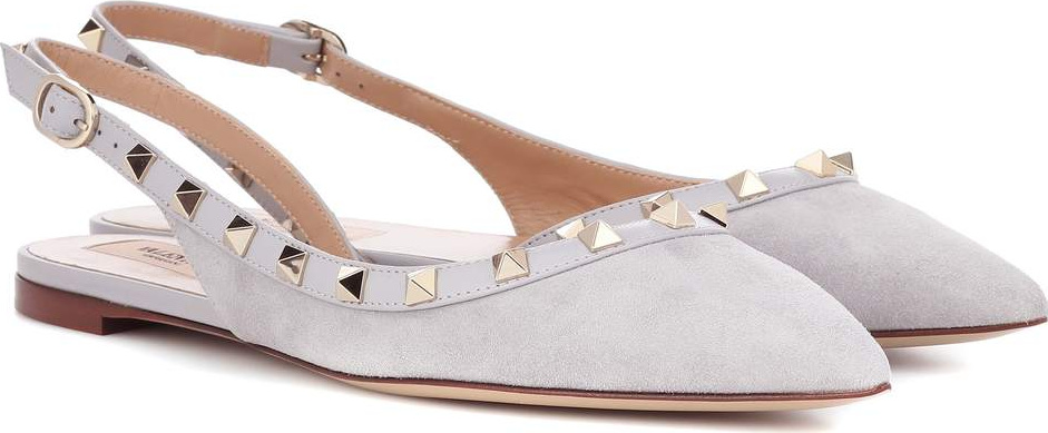 Valentino Valentino Garavani Rockstud suede slingback ballet flats