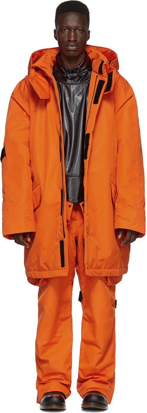Raf Simons Orange Templa Edition Oversized Wadded Ski Coat