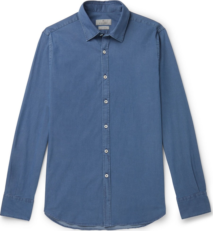 Canali Slim-Fit Cotton-Blend Chambray Shirt