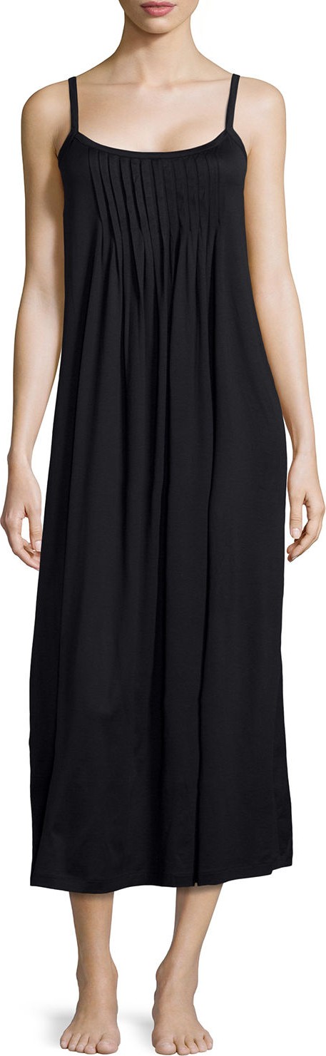 Hanro Juliet Pleated Long Spaghetti Gown