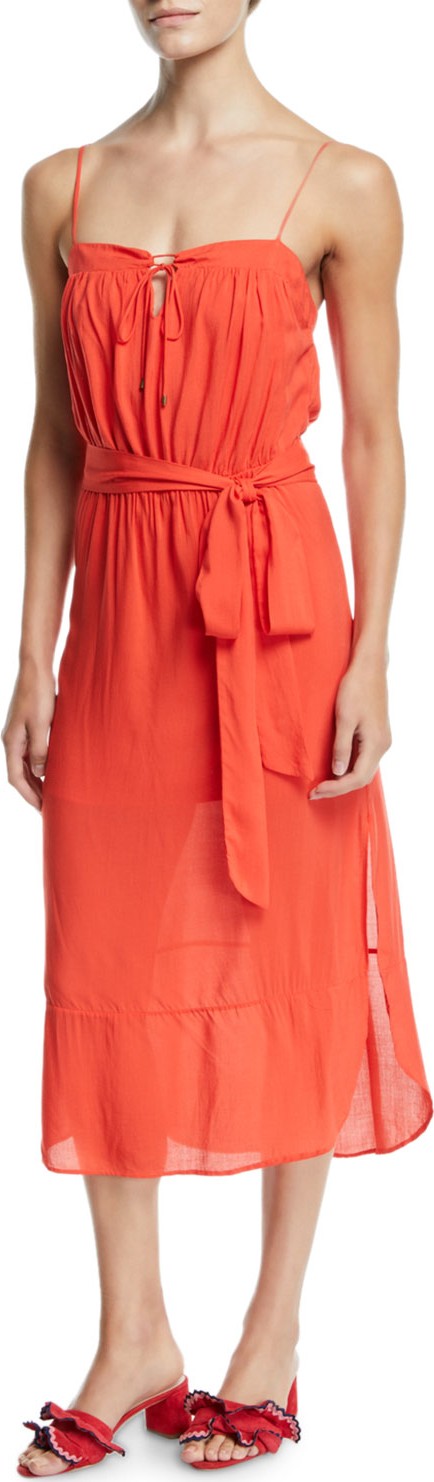 ViX Swimwear Grace Belted Sleeveless Midi Coverup Dress