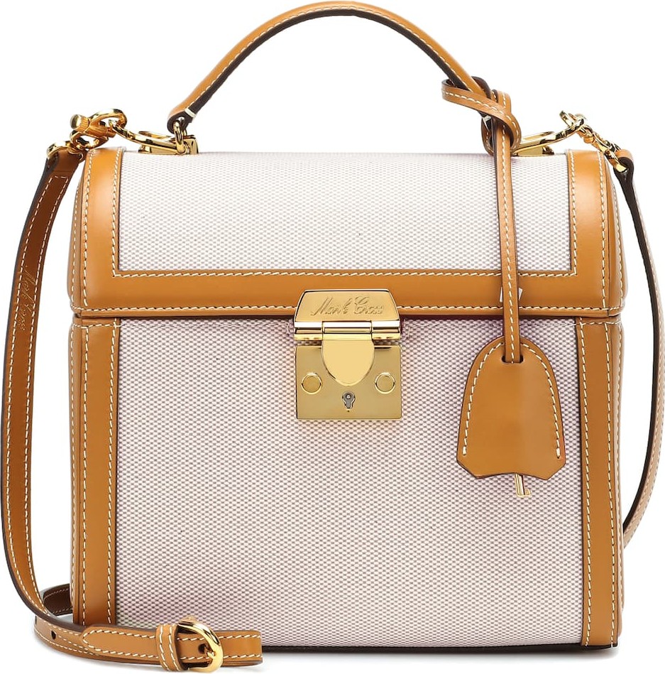 Mark Cross Sara leather and canvas tote