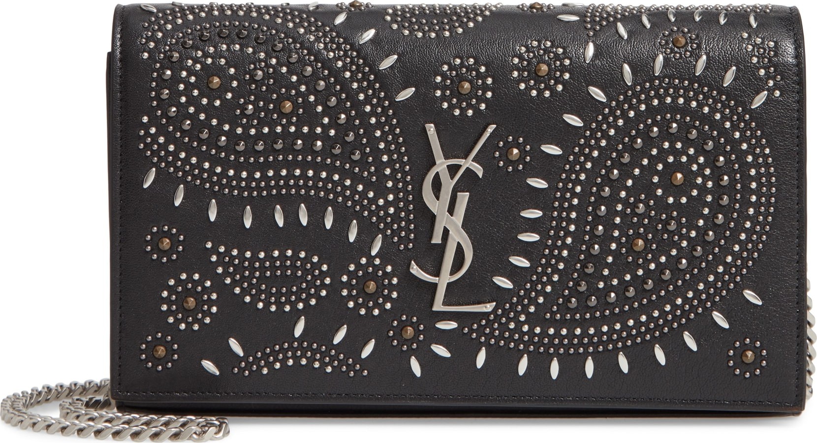 Saint Laurent Kate Studded Leather Wallet on a Chain