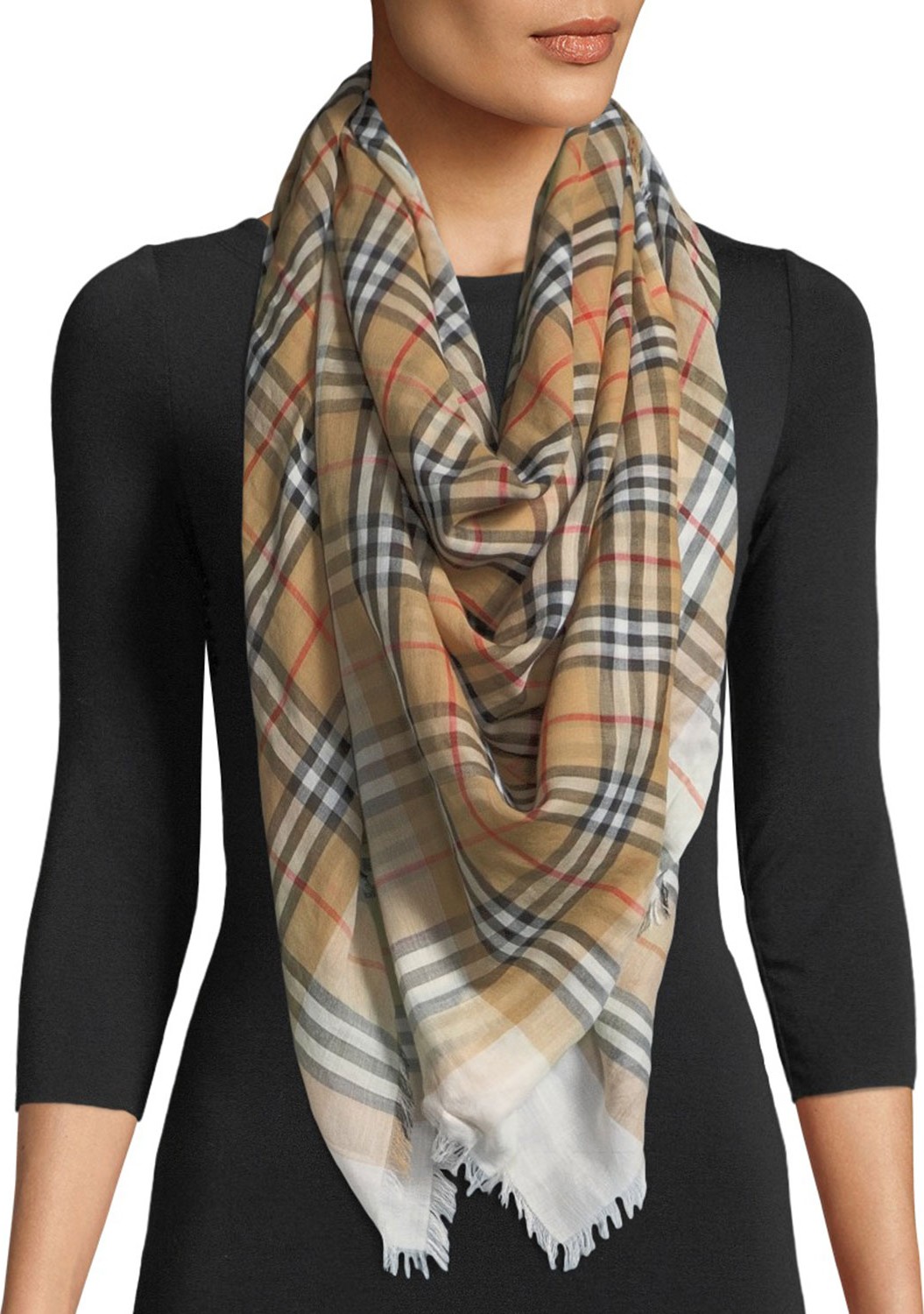 Burberry London England Two-Tone Vintage Check Square Scarf