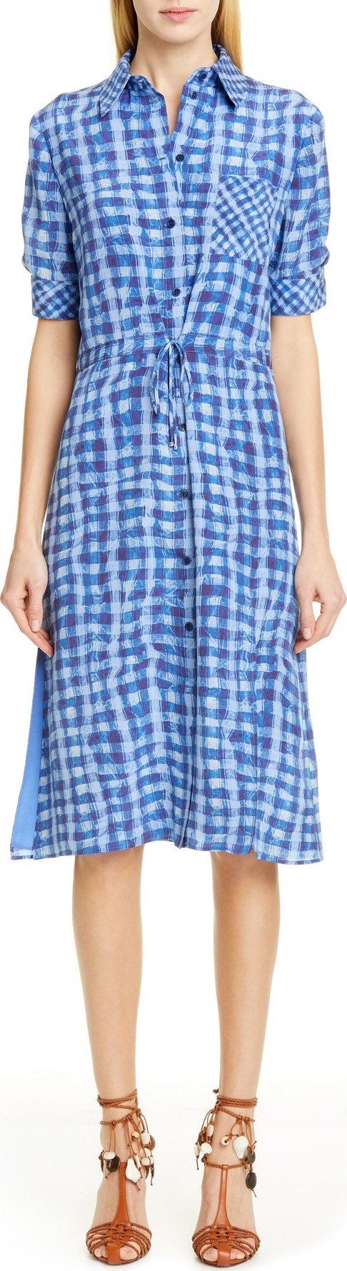 Altuzarra Gingham Print Silk Shirtdress