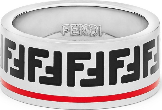 Fendi Silver-Tone and Enamel Ring