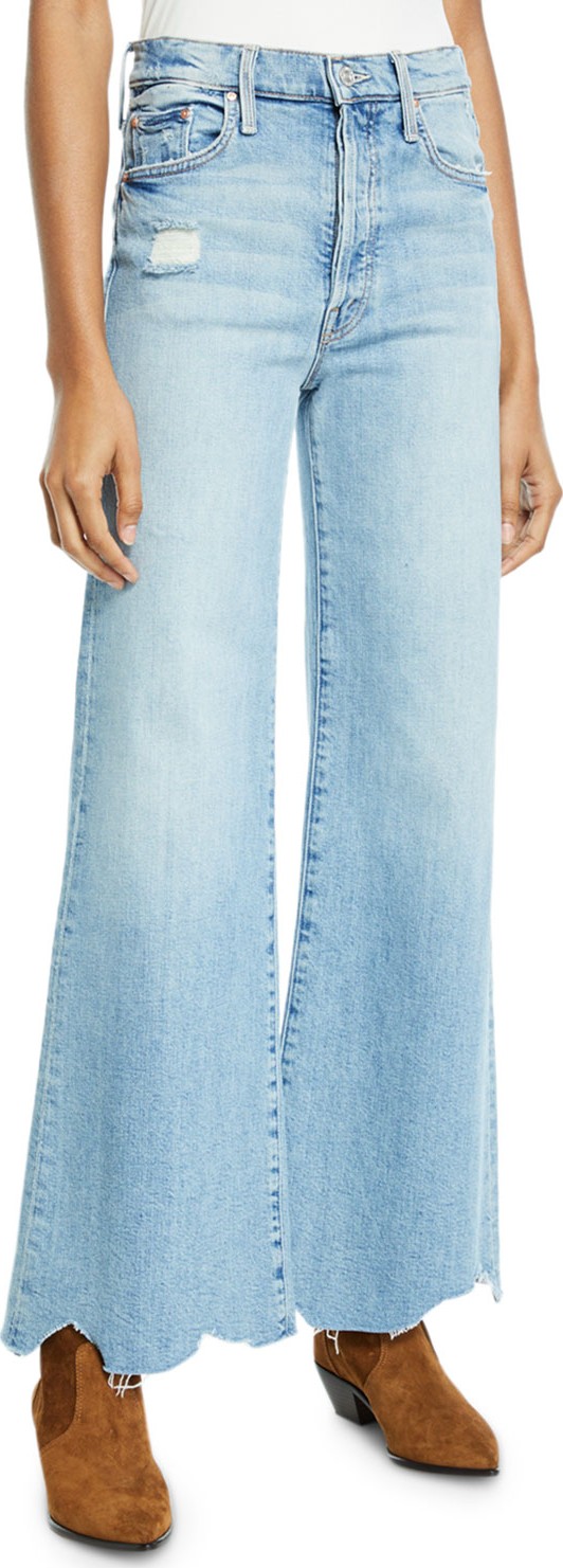 MOTHER Tomcat Roller Chewed-Hem Wide-Leg Jeans