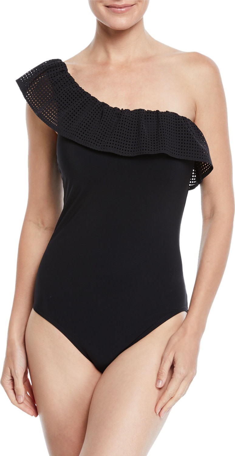 Karla Colletto Chiara One-Shoulder Ruffle One-Piece Swimsuit