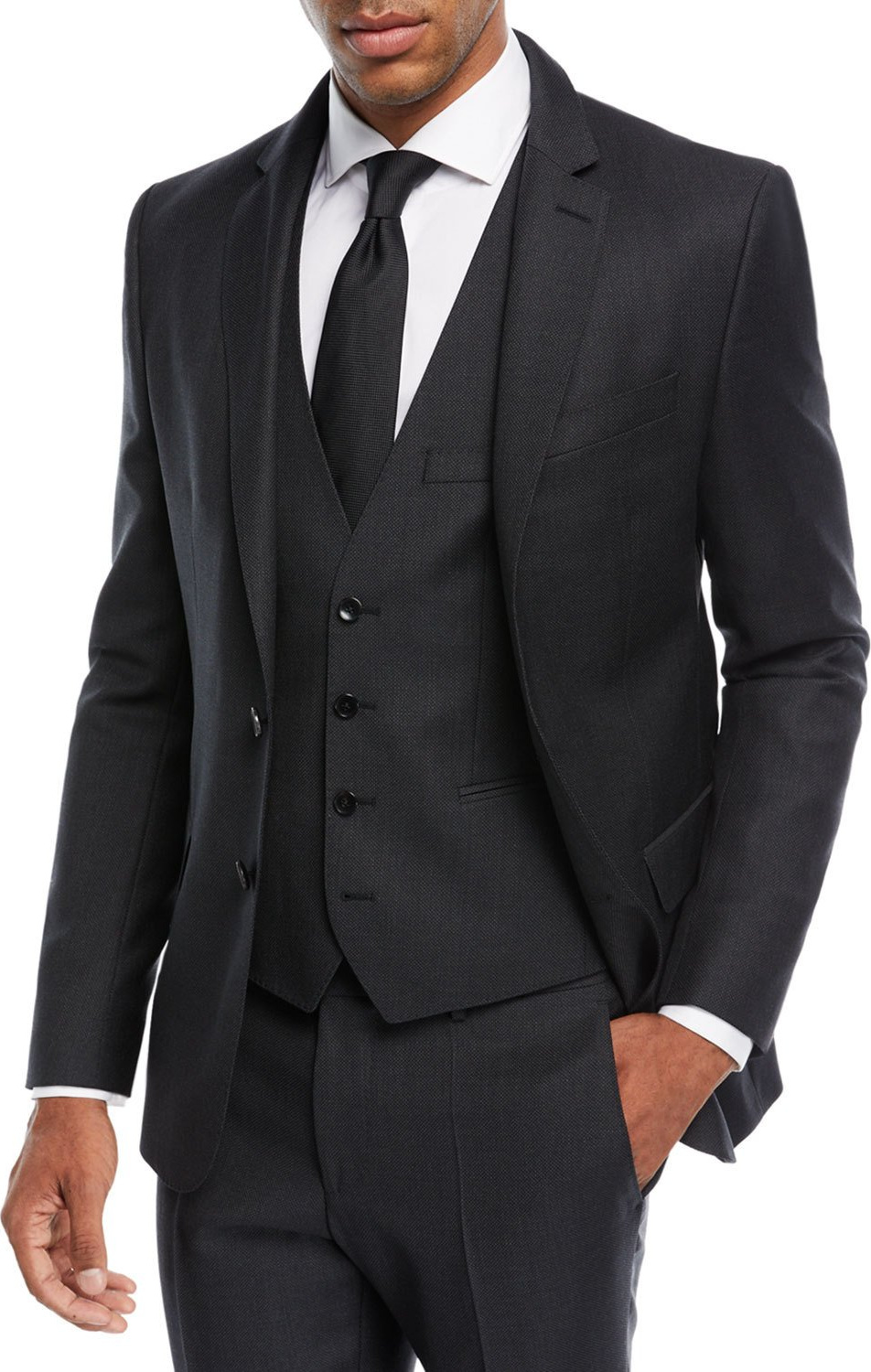 BOSS Hugo Boss Herringbone Wool Three-Piece Suit