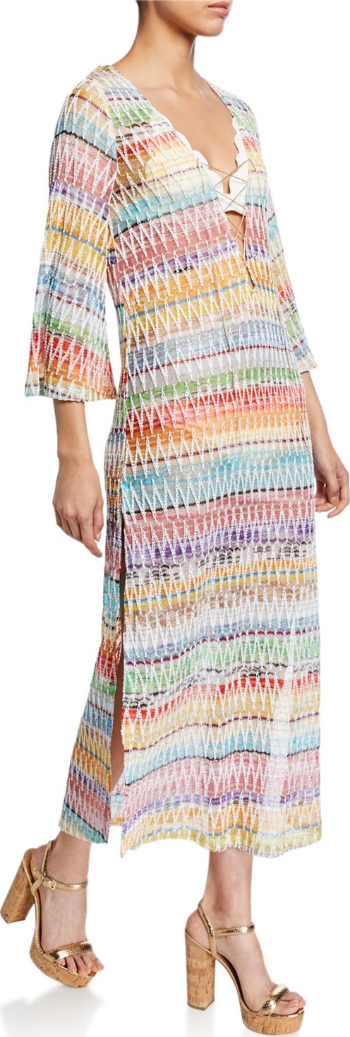 Missoni Knit Zigzag Long Caftan Coverup