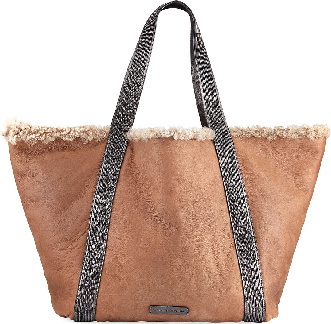 Brunello Cucinelli Reversible Shearling Fur Tote Bag
