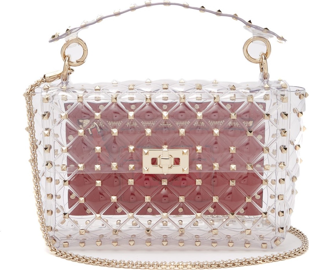 Valentino Rockstud quilted-PVC shoulder bag