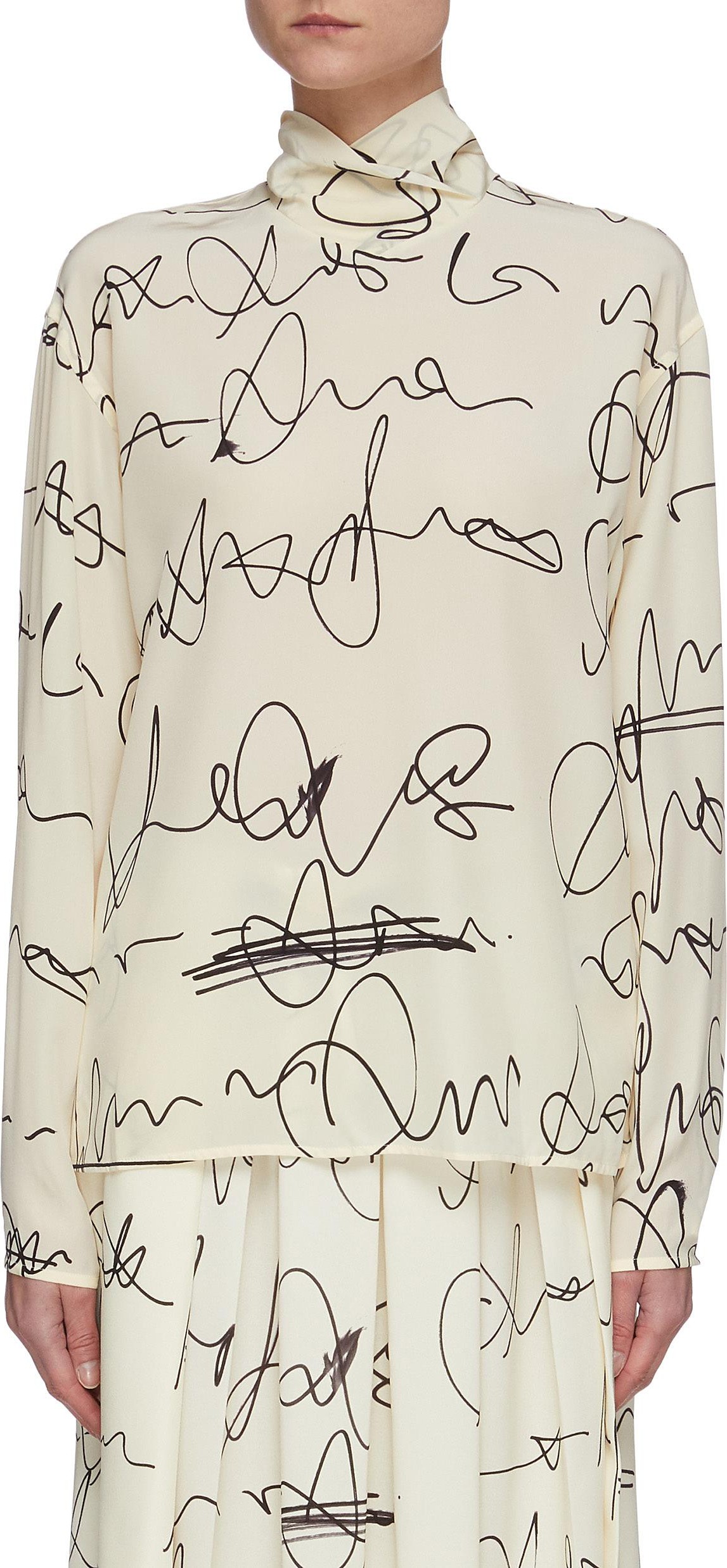 Victoria Beckham Scribble print button back blouse Victoria Beckham Scribble print button back blouse