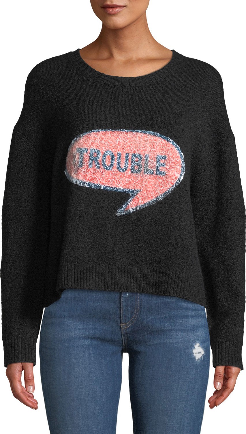 Alice + Olivia Gleeson Sequin-Patch Boxy Pullover