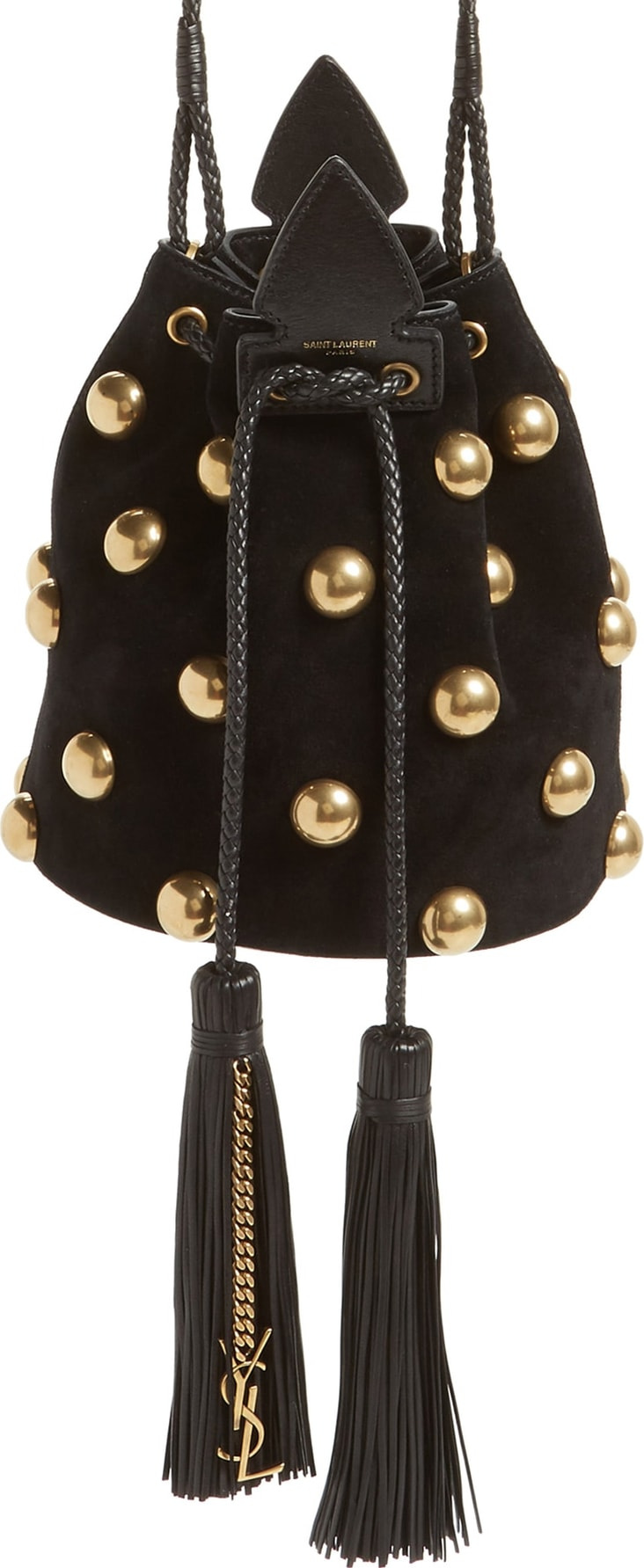 Saint Laurent Small Anja Studded Leather Bucket Bag