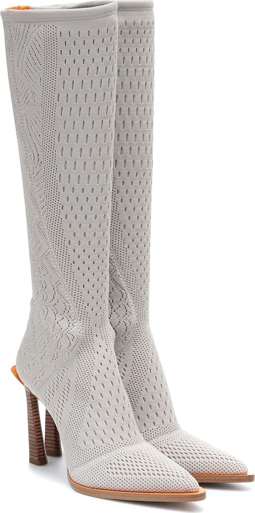 Fendi FFrame jacquard knee-high boots