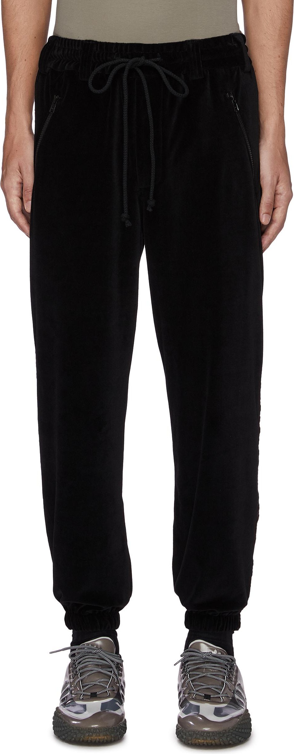 Song for the Mute Elastic drawstring waist velvet track pants