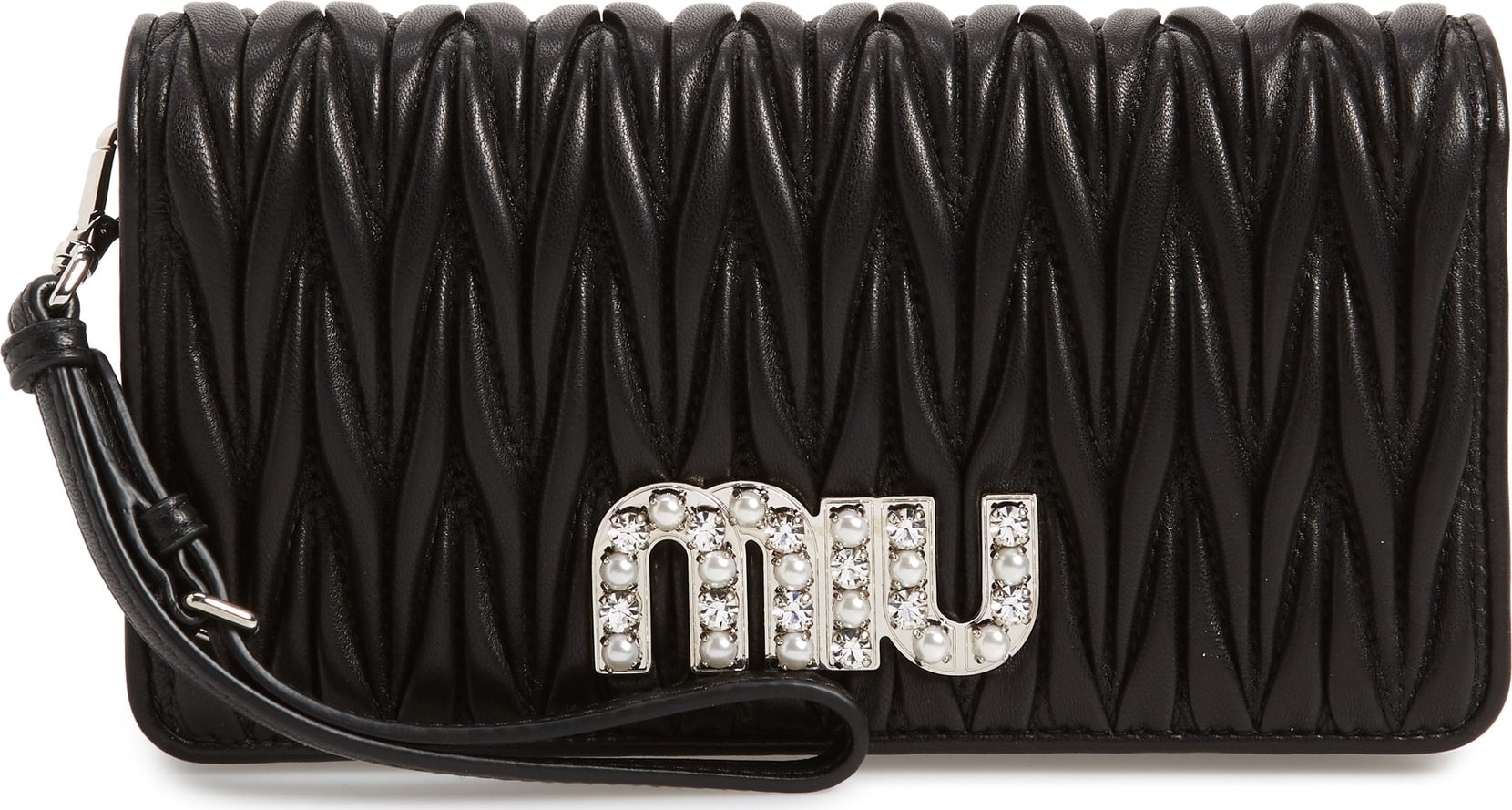 Miu Miu Matelassé Leather Wallet on a Chain