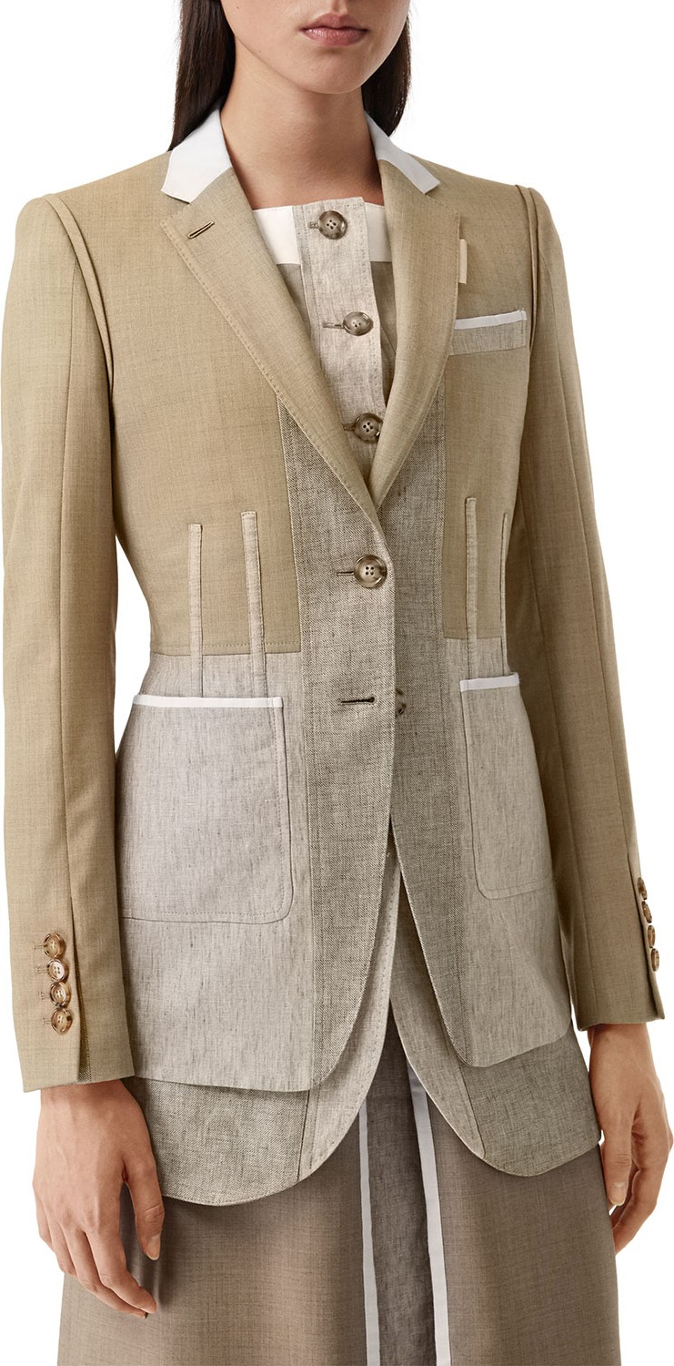 Maison Ullens Suede-Striped Leather Leggings