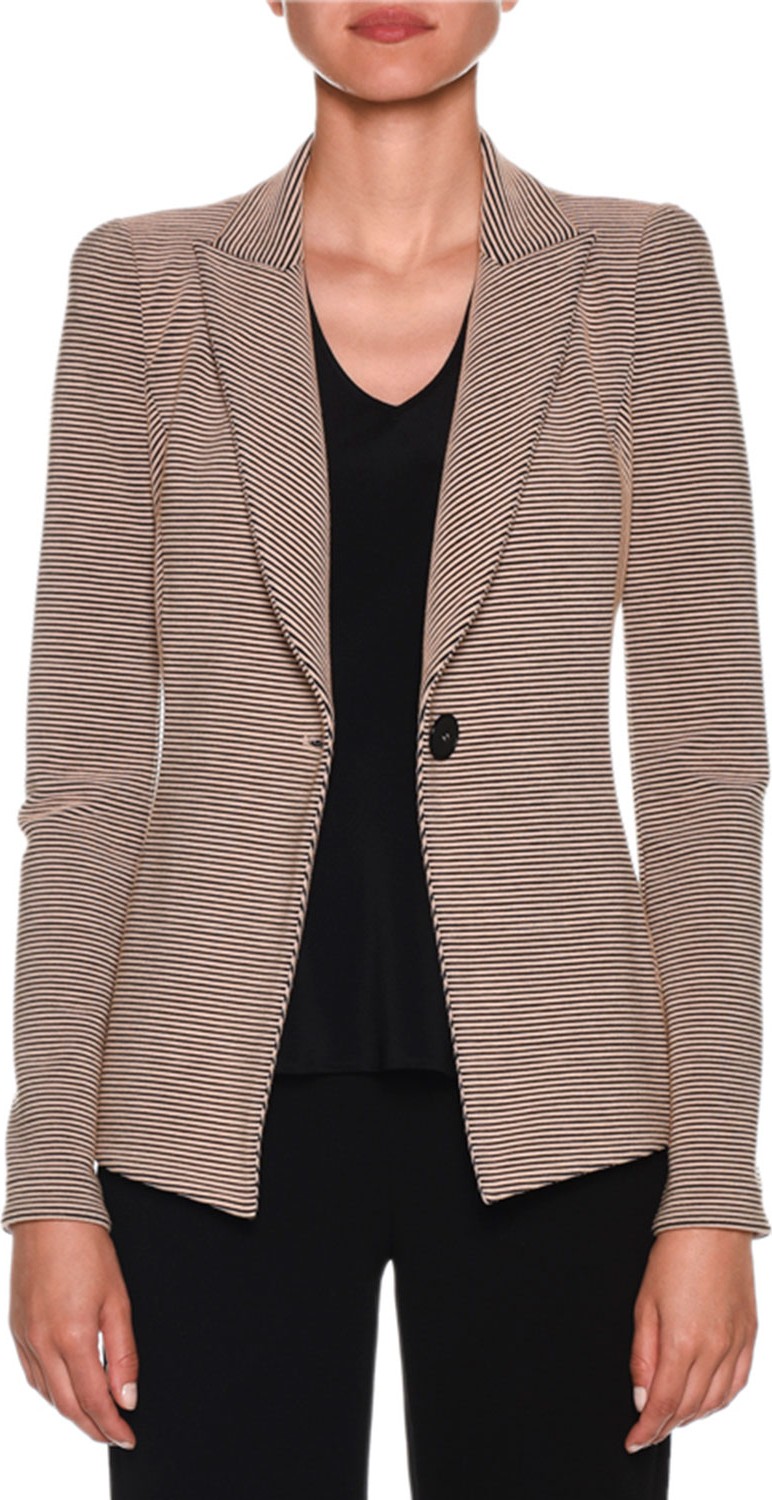 Giorgio Armani Bi-Color Ottoman-Ribbed Jersey Blazer Jacket