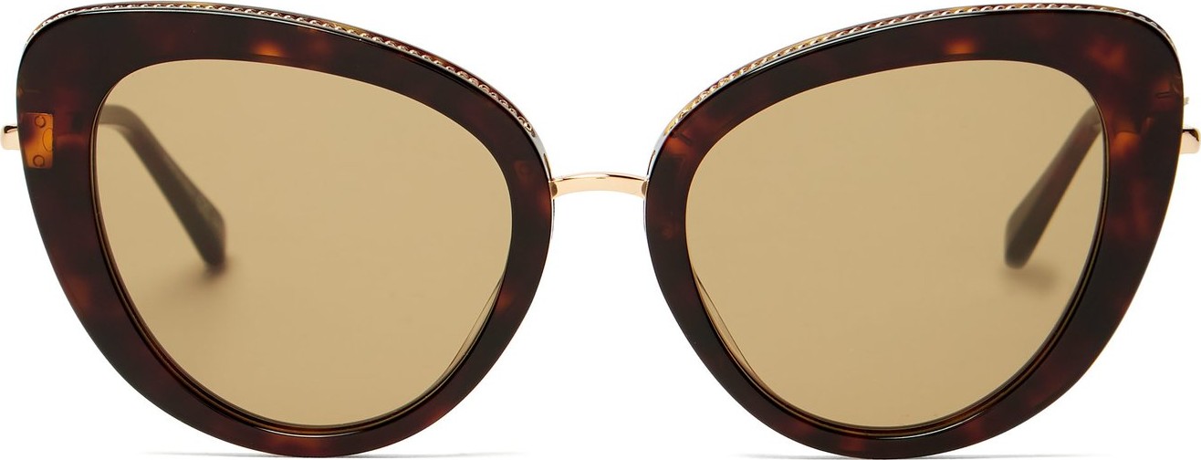 Stella McCartney Chain-trim cat-eye metal sunglasses