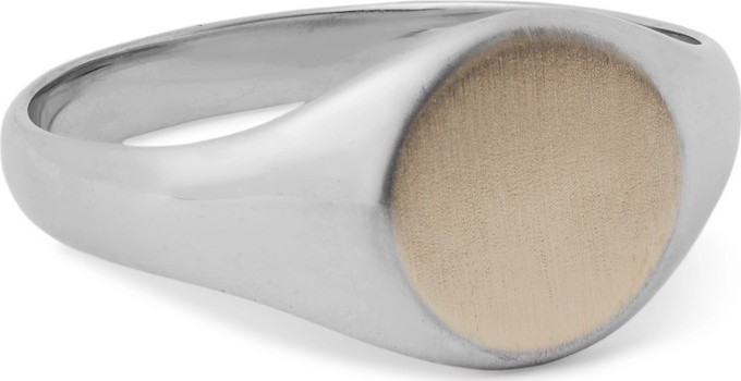 Miansai Sterling Silver and 14-Karat Gold Signet Ring