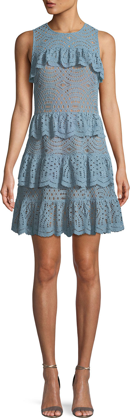 MICHAEL MICHAEL KORS Flounced Lace Sleeveless Dress