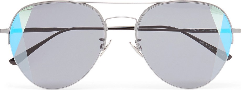 Bottega Veneta Aviator-Style Brushed Silver-Tone Optical Glasses