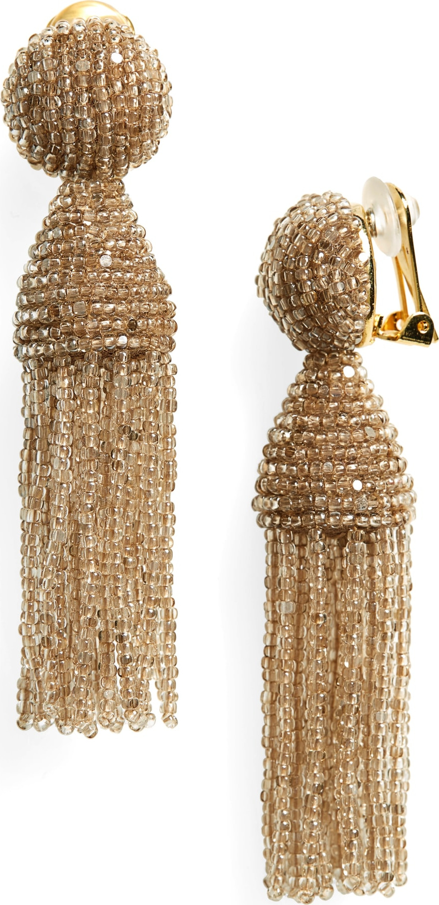 Oscar De La Renta Short Beaded Tassel Drop Earrings