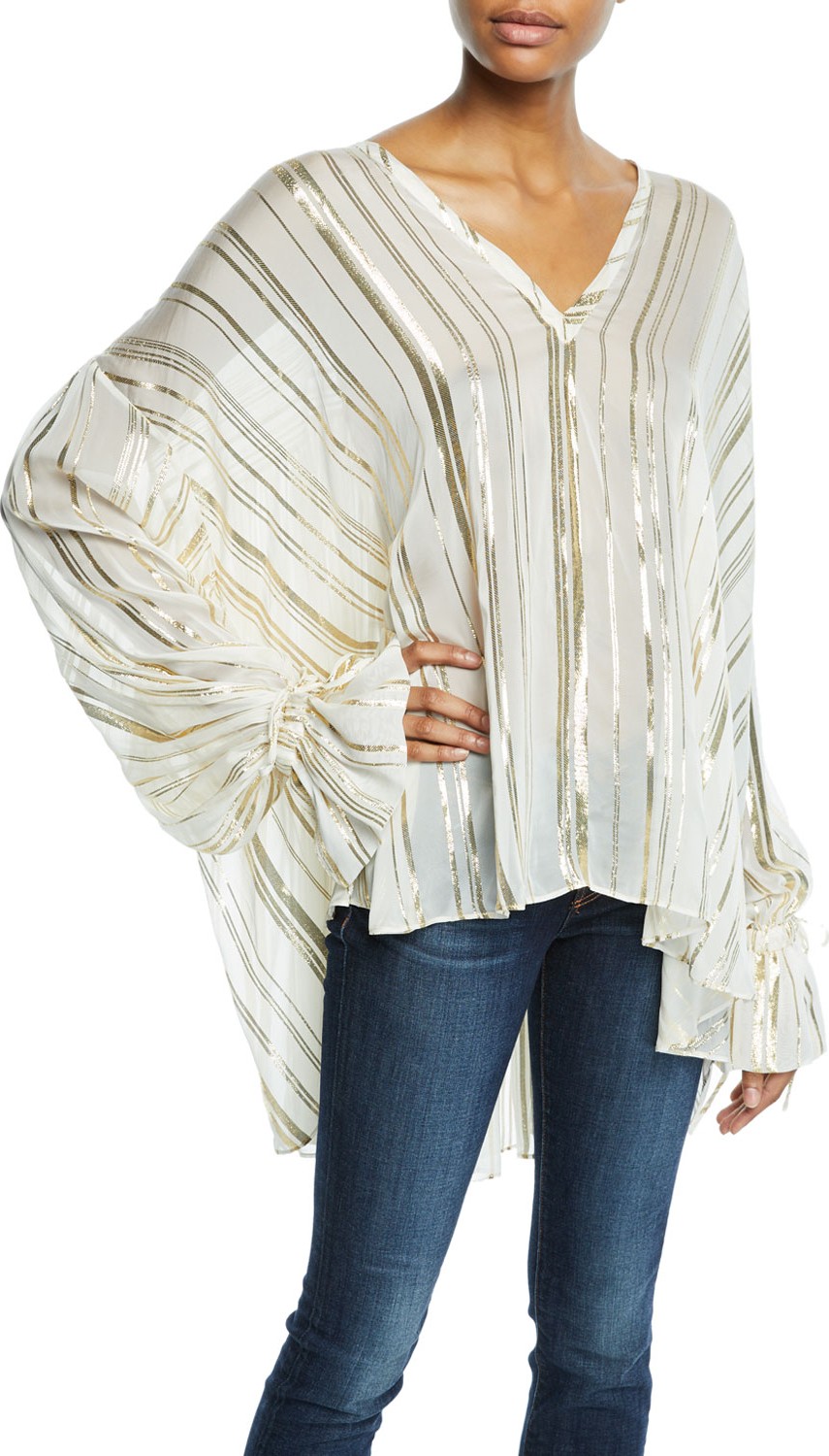 IRO Adore Metallic Striped Long-Sleeve Top