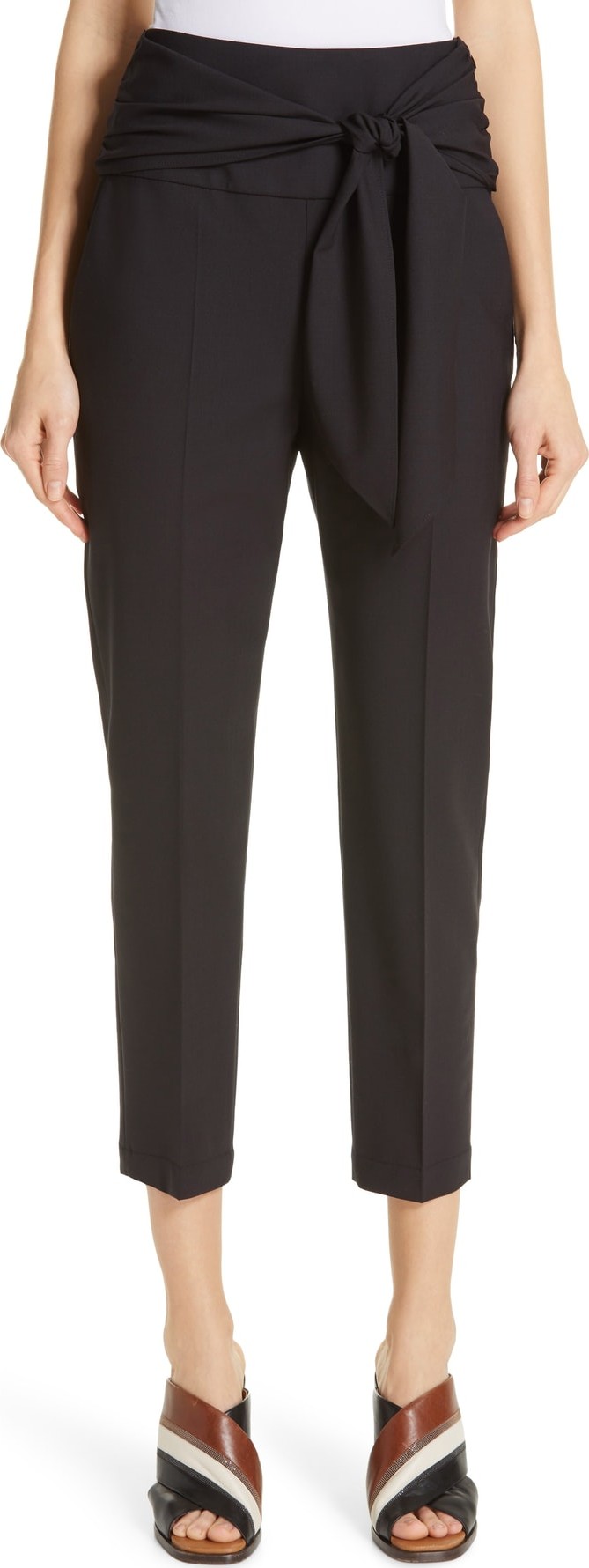Brunello Cucinelli Tie Waist Crop Cigarette Pants