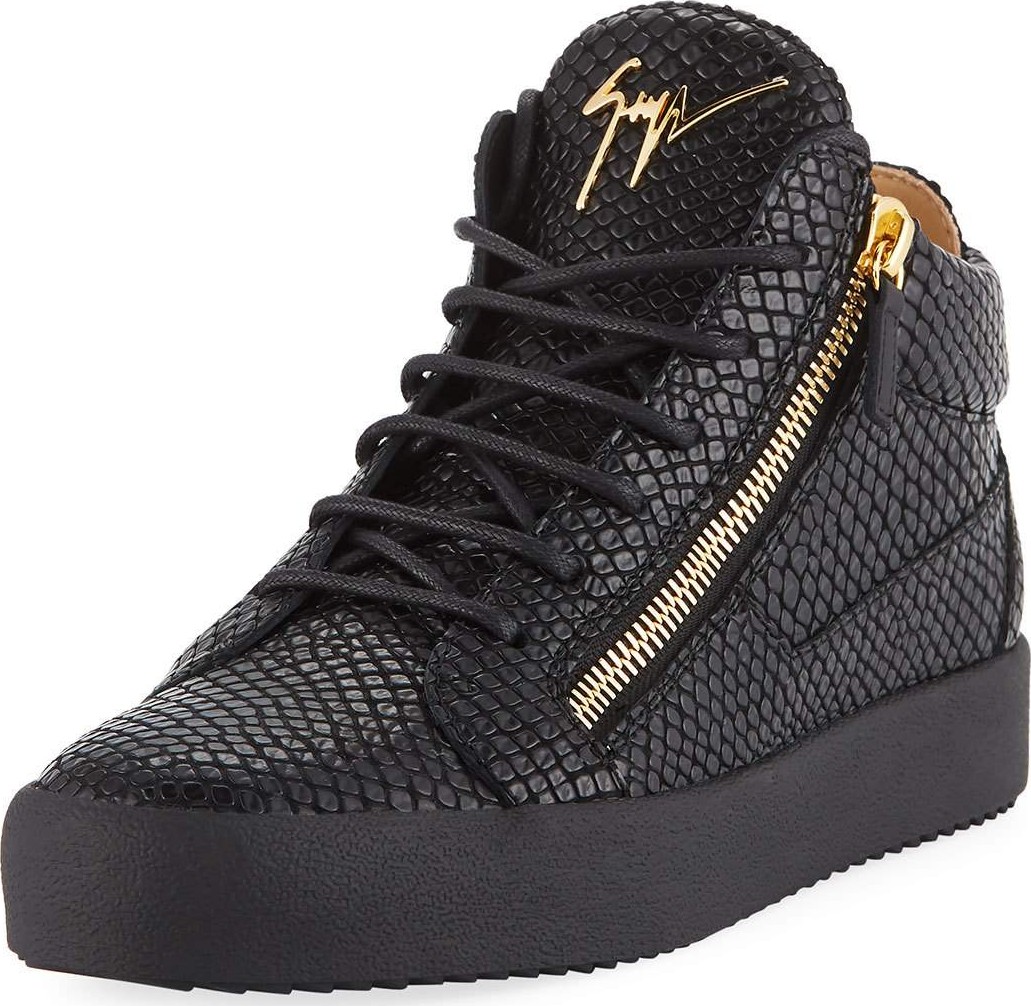 Giuseppe Zanotti Men's Embossed Leather Mid-Top Sneakers Giuseppe Zanotti Men's Embossed Leather Mid-Top Sneakers