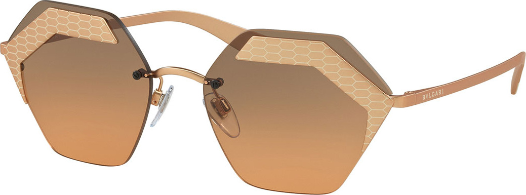 BVLGARI Hex-Frame Rimless Sunglasses