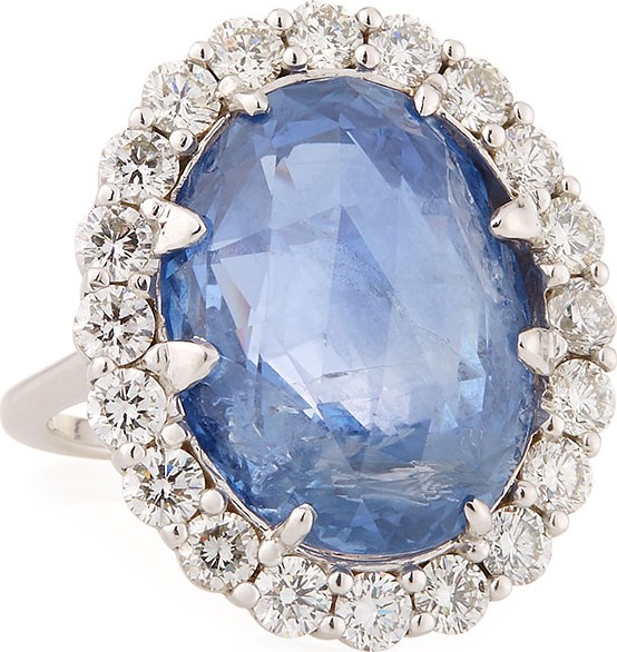 Andreoli 18k White Gold Sapphire & Diamond Ring