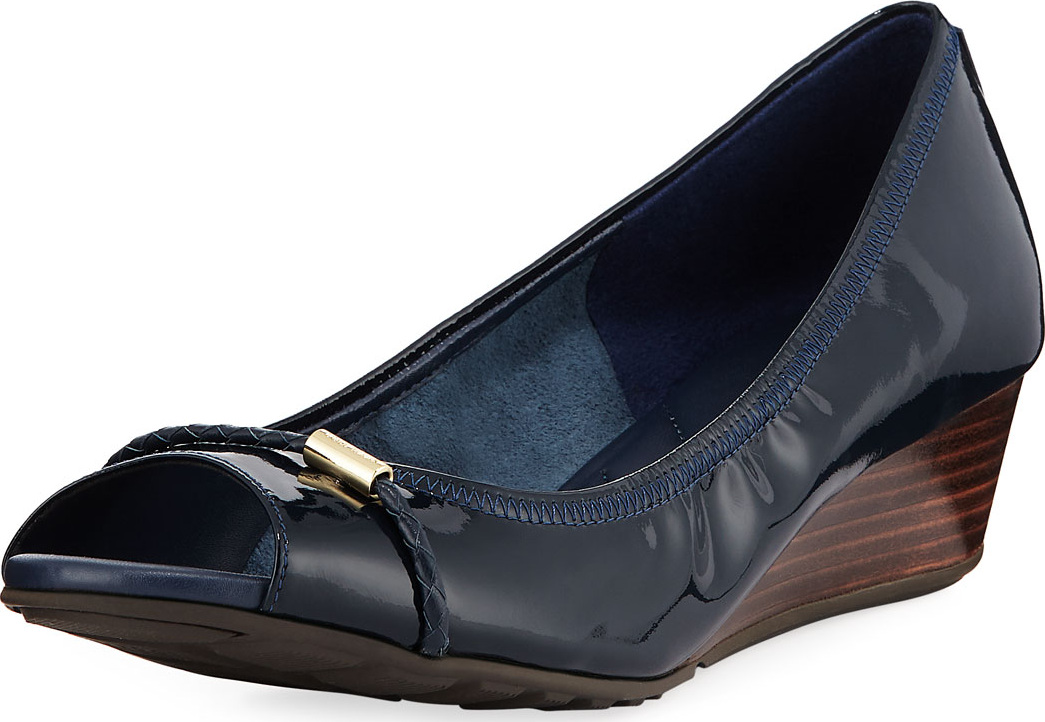 Cole Haan Emory Patent Wedge Open-Toe Pump