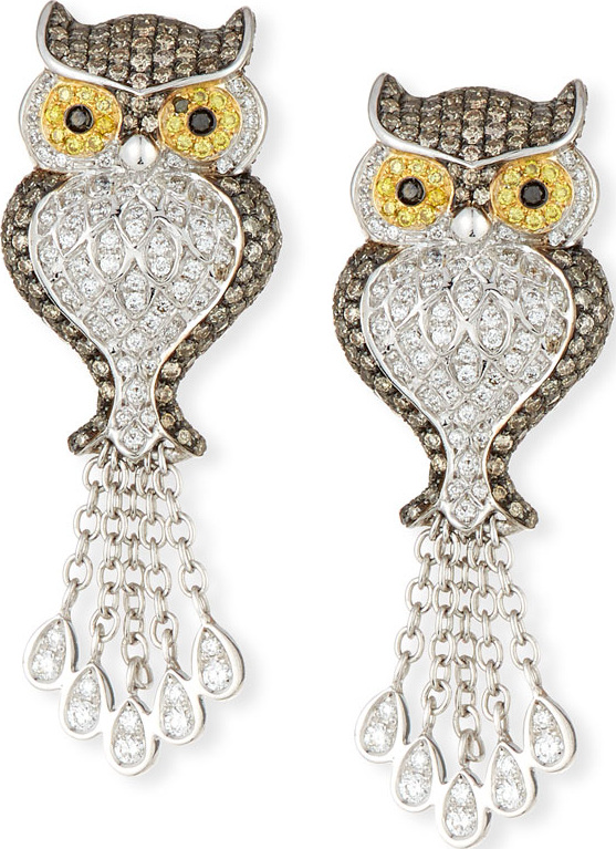 Roberto Coin 18k Diamond Owl Drop Earrings