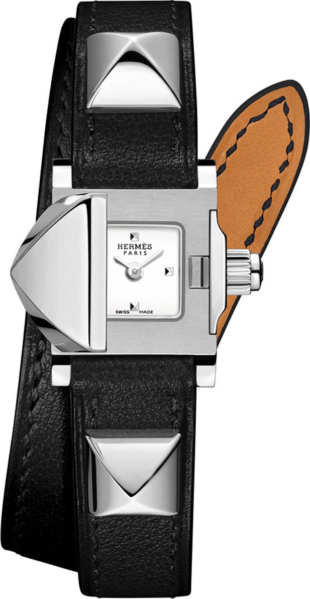 HERMÈS 16mm Medor Mini Watch w/ Black Leather Strap