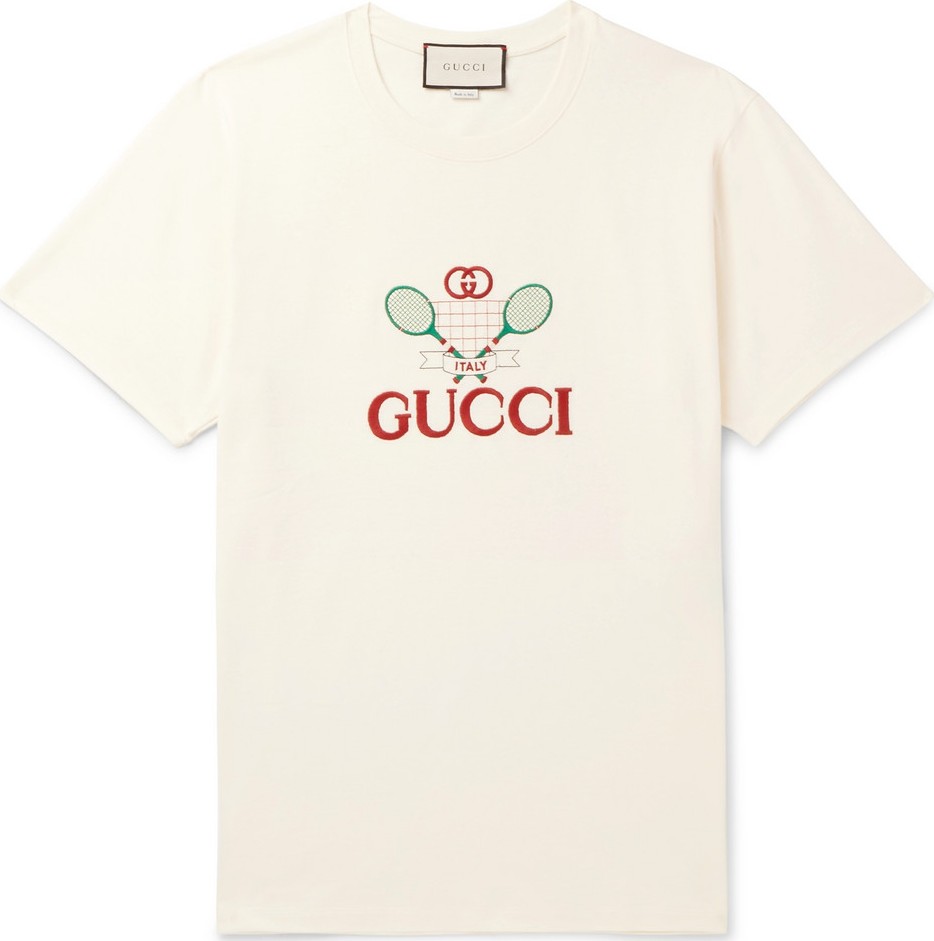 Gucci Logo-Embroidered Cotton-Jersey T-Shirt