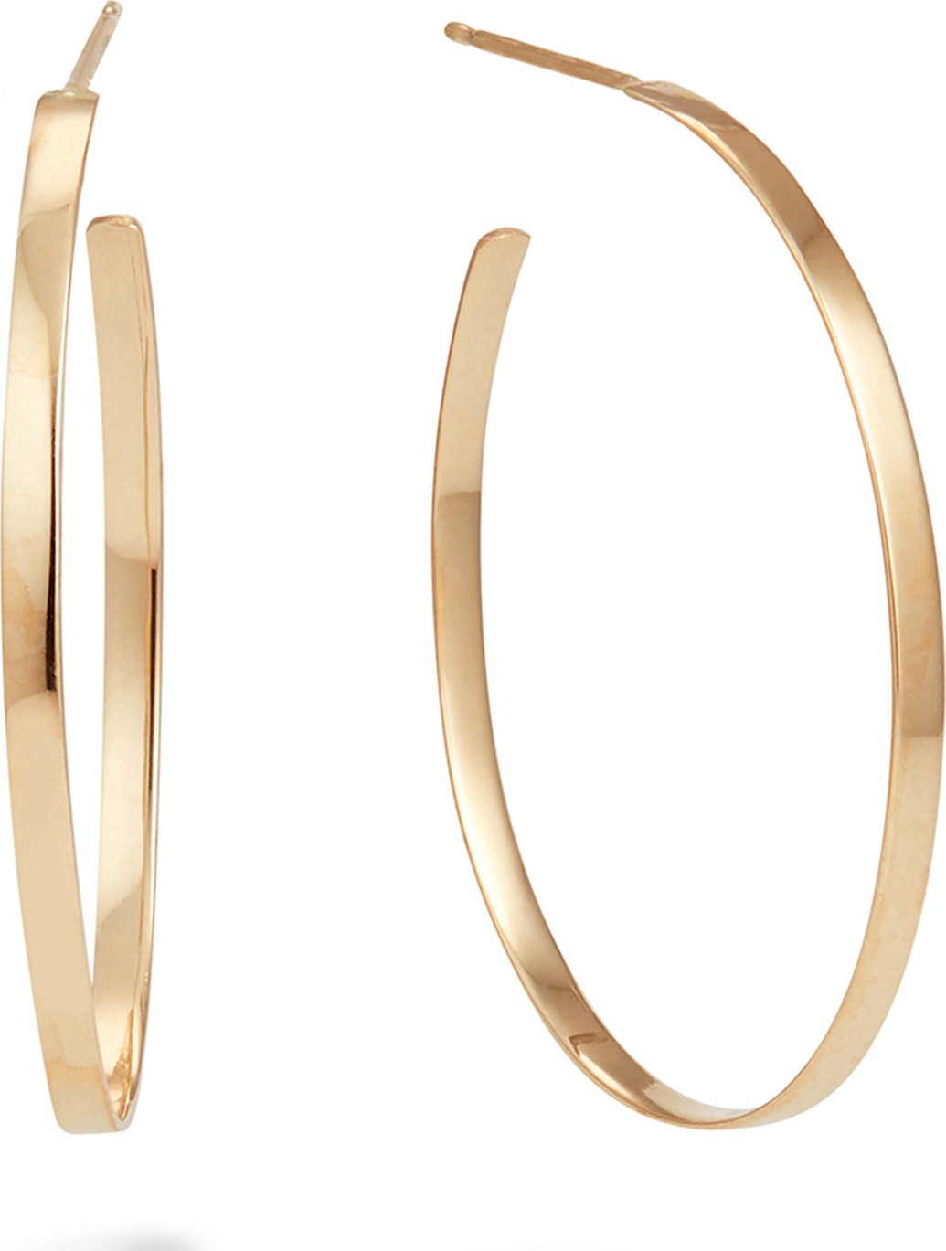 Lana 14k Gold 30mm Flat Mega Oval Hoop Earrings