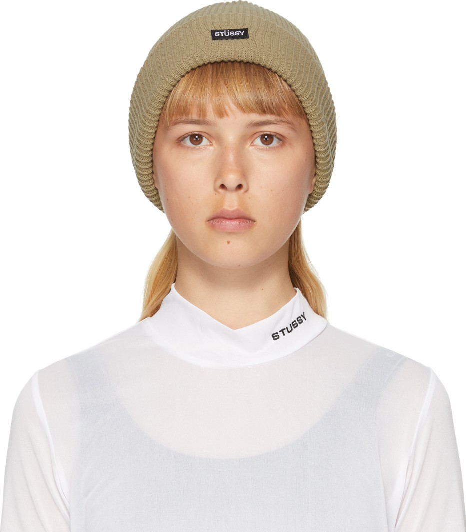 Stussy Khaki Patch Cuff Beanie