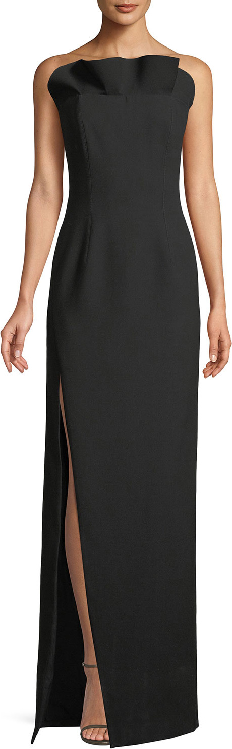 Cinq A Sept Kiera Strapless Side-Slit Frill Gown