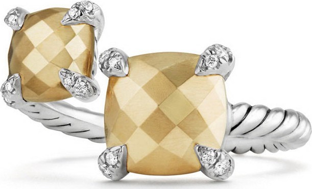 David Yurman Châtelaine 18K Gold & Sterling Silver Bypass Ring with Diamonds