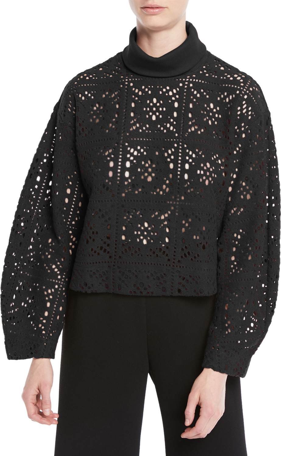 See By Chloé Turtleneck Long-Sleeve Cutout Sweater