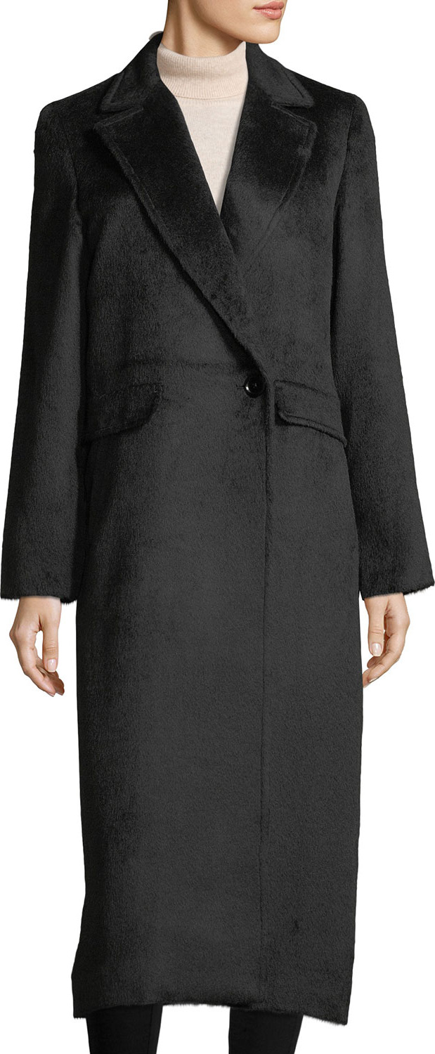 Sofia Cashmere Notched-Lapel Wrap Baby Suri Alpaca Duster Coat