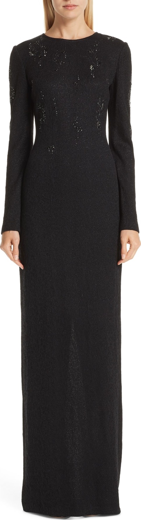 St. John Lace Overlay Jacquard Knit Gown